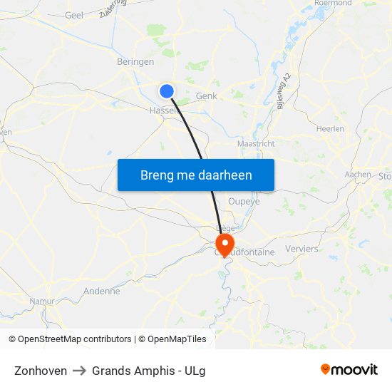 Zonhoven to Grands Amphis - ULg map