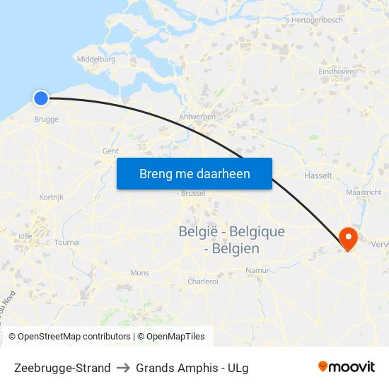 Zeebrugge-Strand to Grands Amphis - ULg map