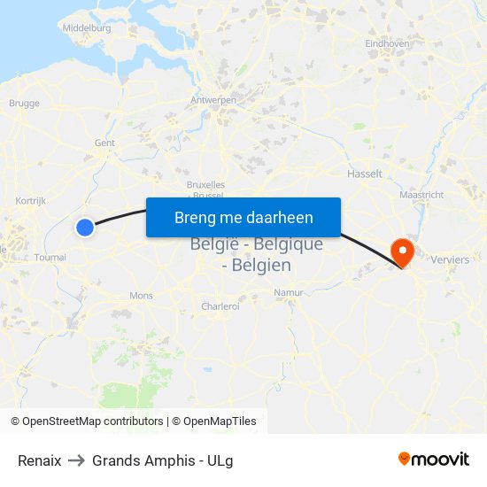 Renaix to Grands Amphis - ULg map