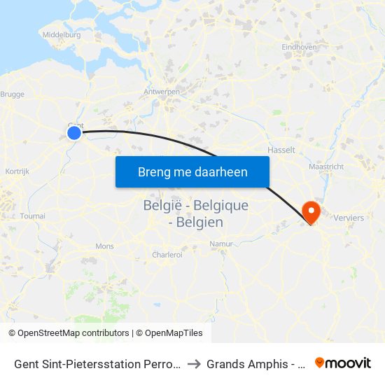 Gent Sint-Pietersstation Perron 17 to Grands Amphis - ULg map