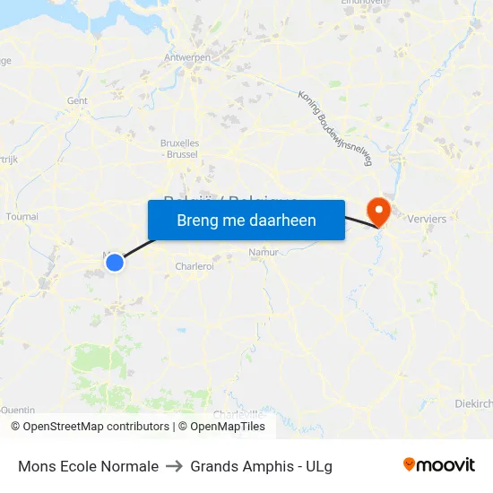 Mons Ecole Normale to Grands Amphis - ULg map