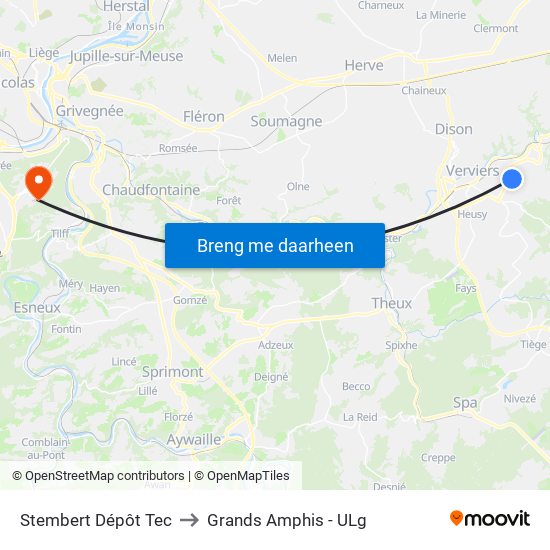 Stembert Dépôt Tec to Grands Amphis - ULg map