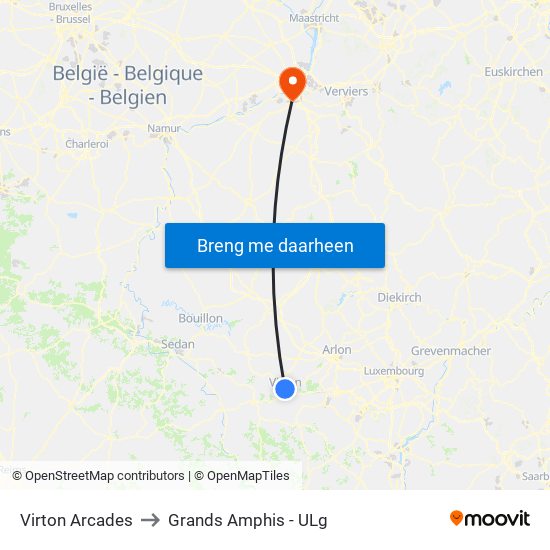 Virton Arcades to Grands Amphis - ULg map
