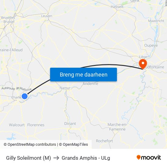 Gilly Soleilmont (M) to Grands Amphis - ULg map