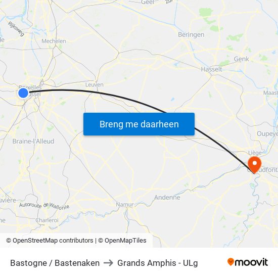 Bastogne / Bastenaken to Grands Amphis - ULg map