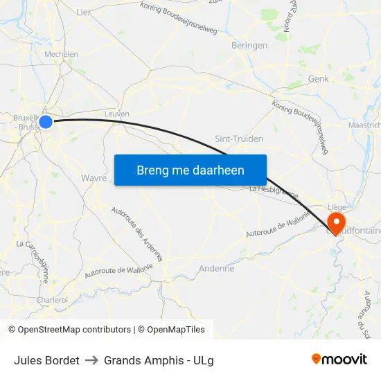 Jules Bordet to Grands Amphis - ULg map
