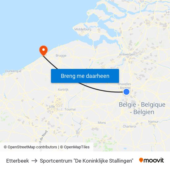 Etterbeek to Sportcentrum "De Koninklijke Stallingen" map