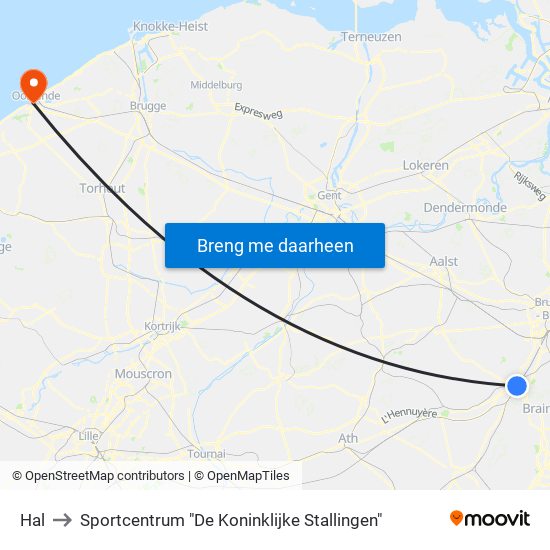 Hal to Sportcentrum "De Koninklijke Stallingen" map
