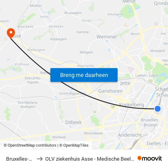 Bruxelles-Nord to OLV ziekenhuis Asse - Medische Beeldvorming map