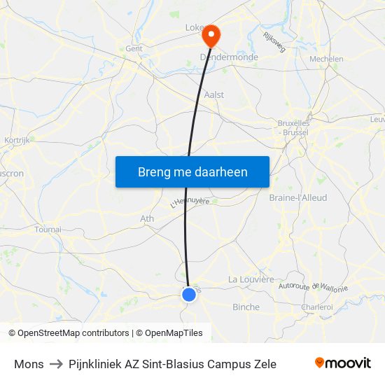 Mons to Pijnkliniek AZ Sint-Blasius Campus Zele map