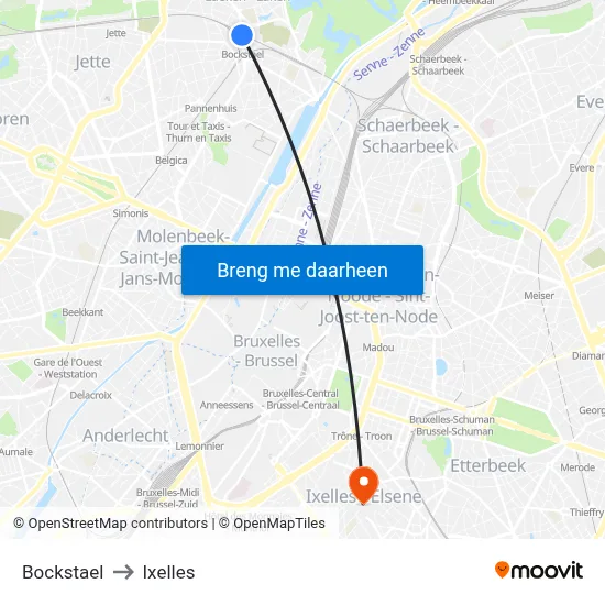 Bockstael to Ixelles map