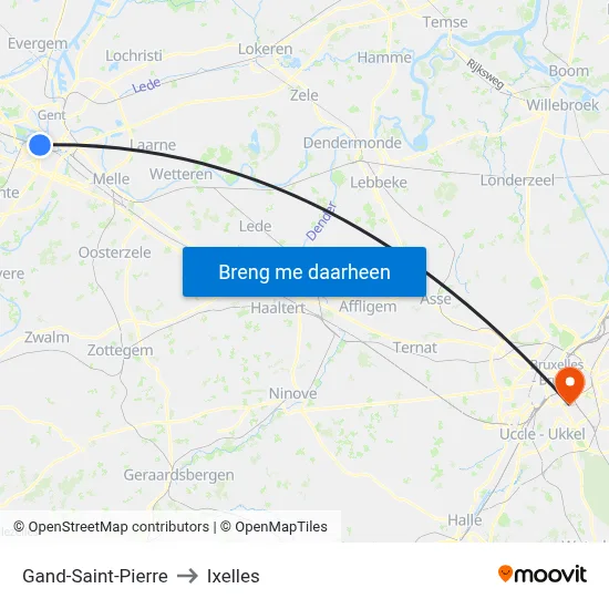 Gand-Saint-Pierre to Ixelles map