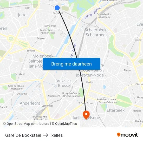 Gare De Bockstael to Ixelles map