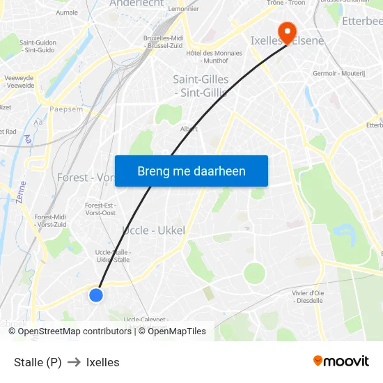 Stalle (P) to Ixelles map
