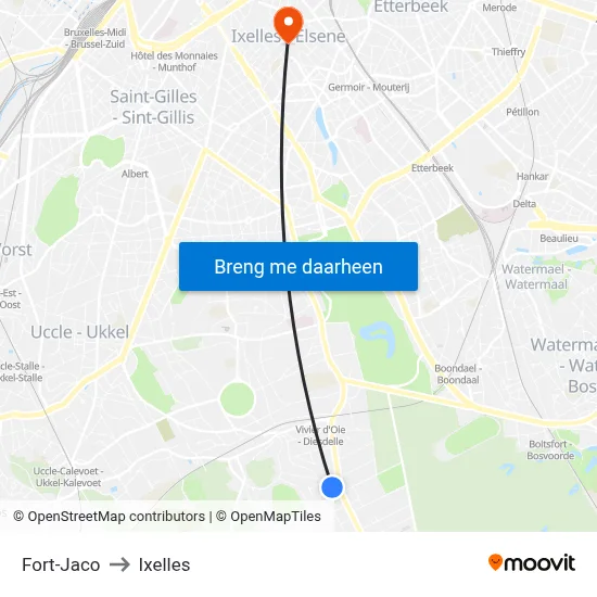 Fort-Jaco to Ixelles map