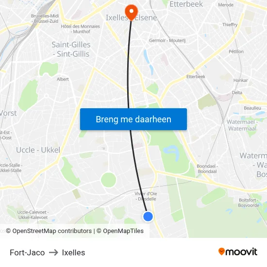 Fort-Jaco to Ixelles map