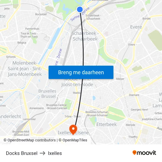 Docks Bruxsel to Ixelles map