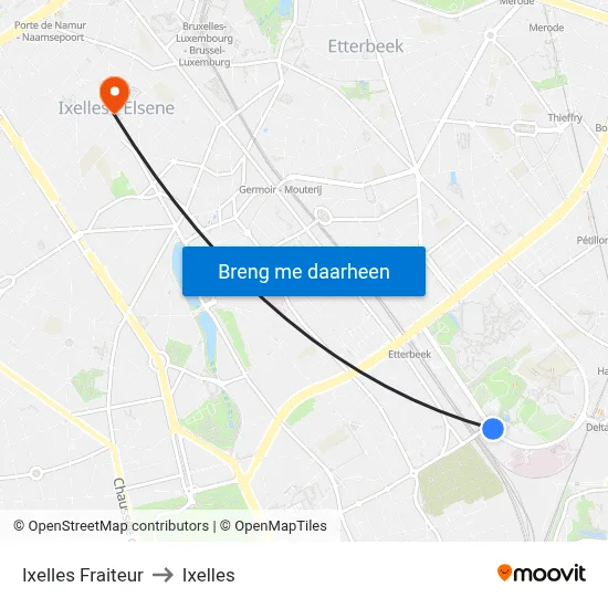 Ixelles Fraiteur to Ixelles map