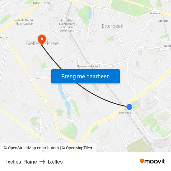 Ixelles Plaine to Ixelles map