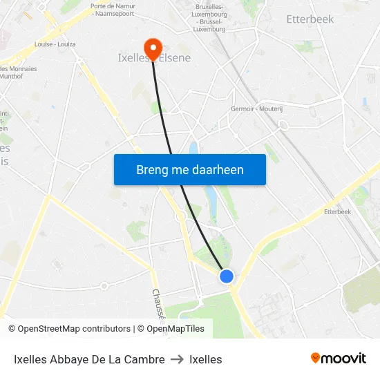 Ixelles Abbaye De La Cambre to Ixelles map