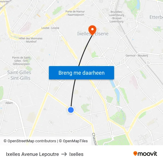 Ixelles Avenue Lepoutre to Ixelles map