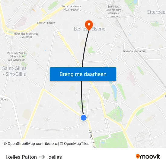 Ixelles Patton to Ixelles map