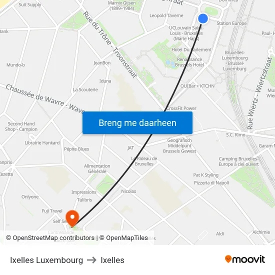 Ixelles Luxembourg to Ixelles map