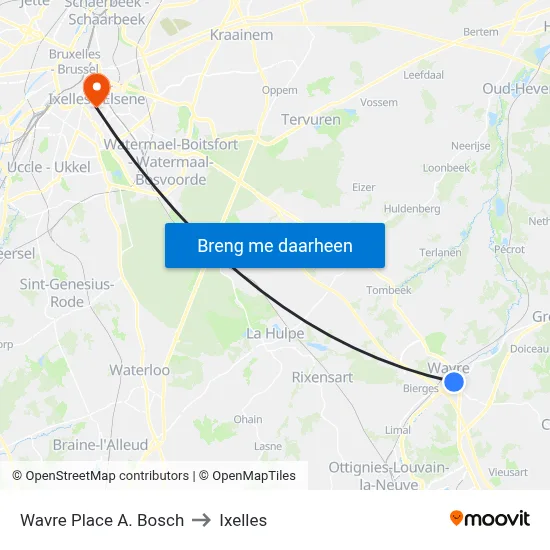 Wavre Place A. Bosch to Ixelles map