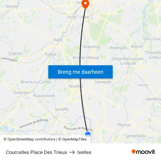 Courcelles Place Des Trieux to Ixelles map