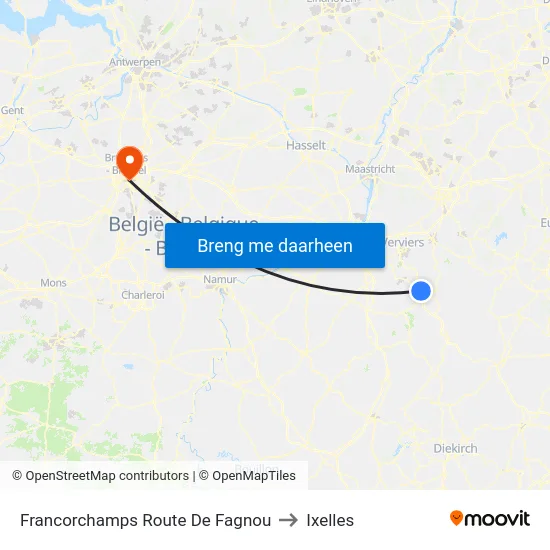 Francorchamps Route De Fagnou to Ixelles map