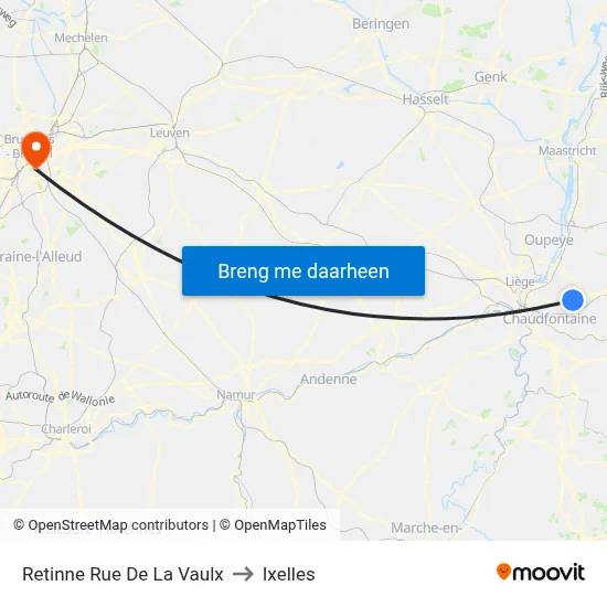 Retinne Rue De La Vaulx to Ixelles map