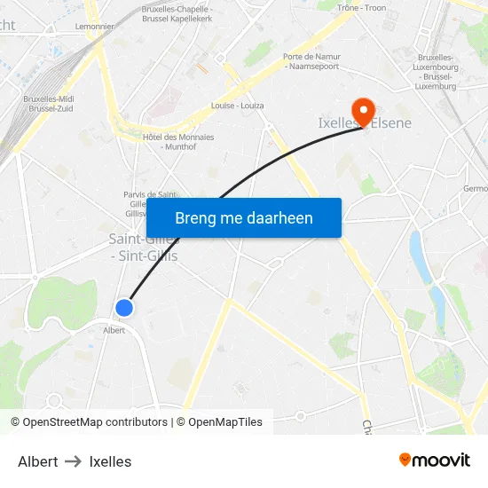 Albert to Ixelles map