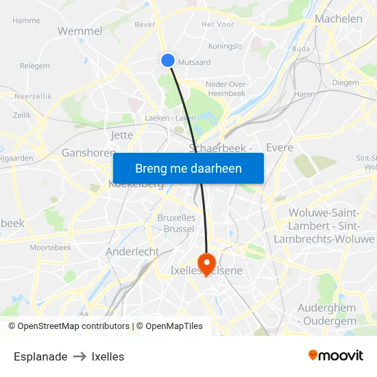 Esplanade to Ixelles map