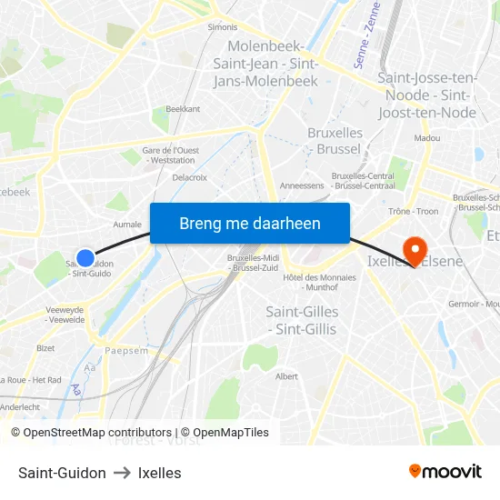 Saint-Guidon to Ixelles map