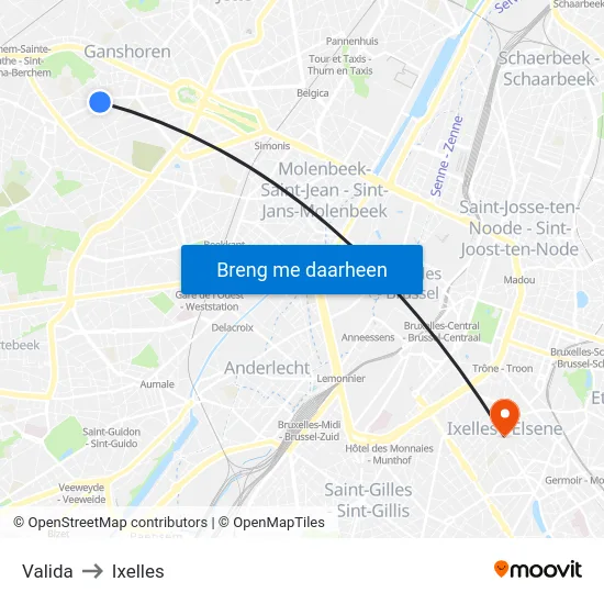 Valida to Ixelles map