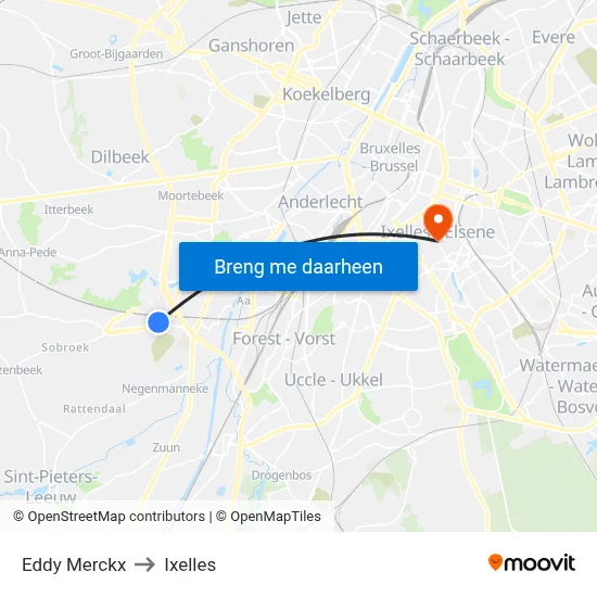 Eddy Merckx to Ixelles map