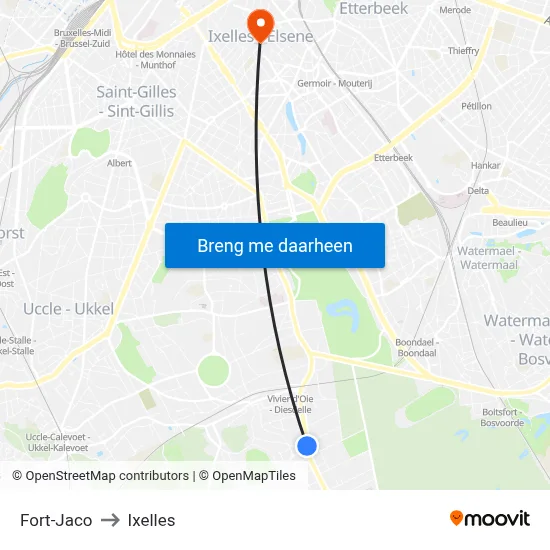 Fort-Jaco to Ixelles map