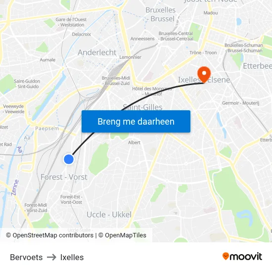Bervoets to Ixelles map