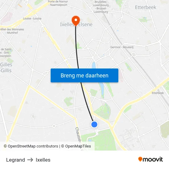 Legrand to Ixelles map