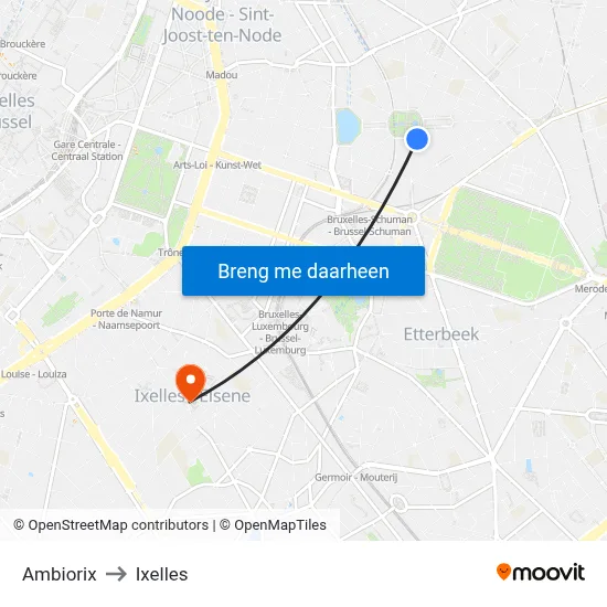 Ambiorix to Ixelles map
