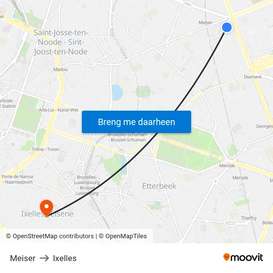 Meiser to Ixelles map