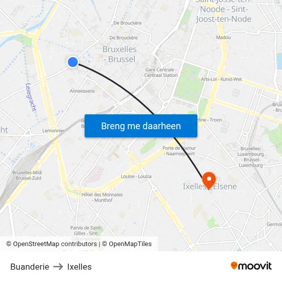 Buanderie to Ixelles map