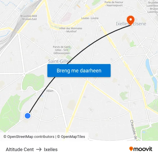 Altitude Cent to Ixelles map