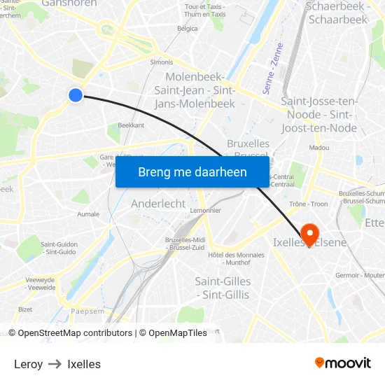 Leroy to Ixelles map