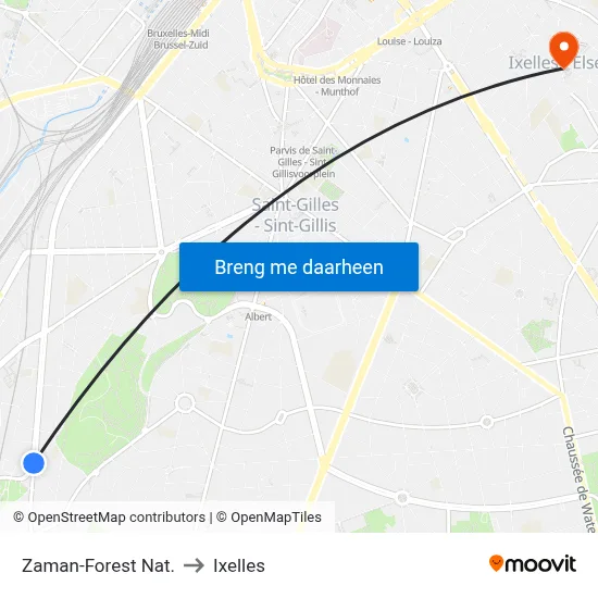 Zaman-Forest Nat. to Ixelles map