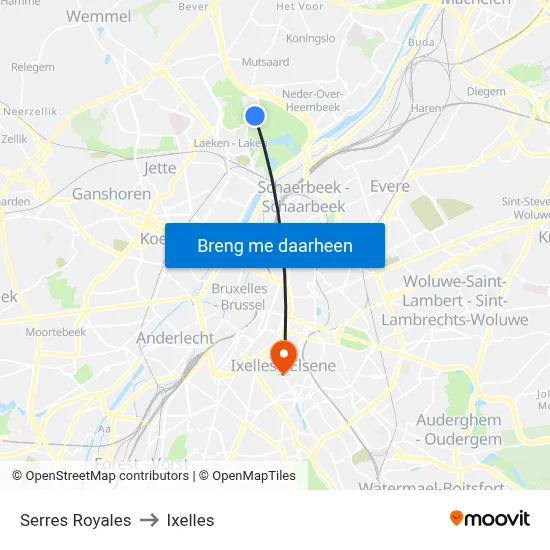 Serres Royales to Ixelles map