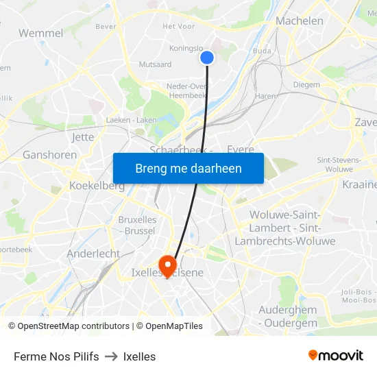 Ferme Nos Pilifs to Ixelles map