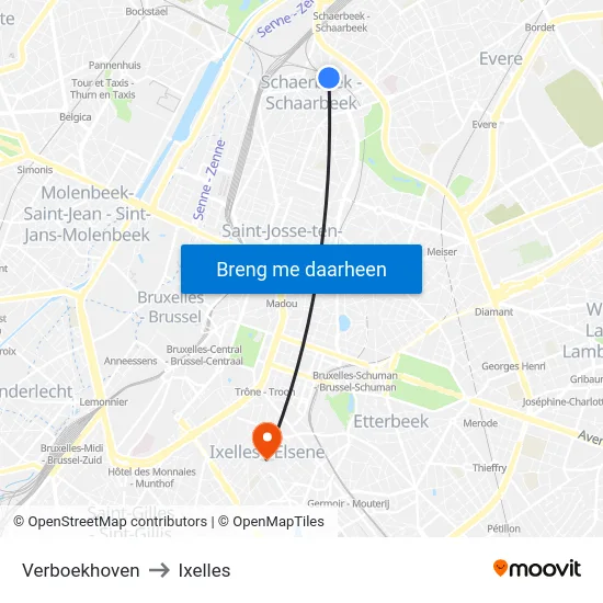 Verboekhoven to Ixelles map