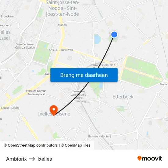 Ambiorix to Ixelles map