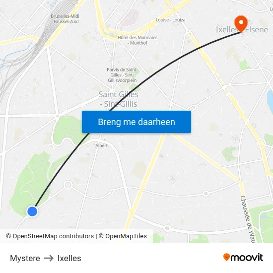 Mystere to Ixelles map